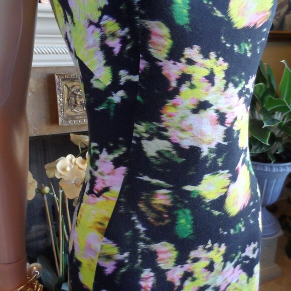 Erdem Black & Yellow Multi Abstract Print Sheath Dress Size 4 - Picture 8 of 16